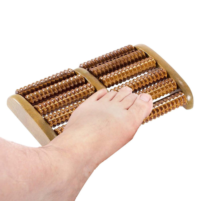 Crofta Wood Feet Heel Massager Roller Massage Tools for Tired Feet Curved 6 Rows