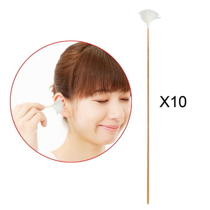 Crofta 10 Pieces Goose Feather Earpicks for Adults Children Ear Pick Ear Spoon White Thread S