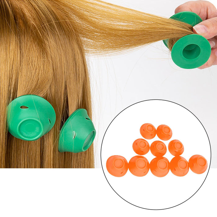 Crofta 10 Pieces Silicone Hair Rollers Curling Rods Headband Gift Household Durable Orange