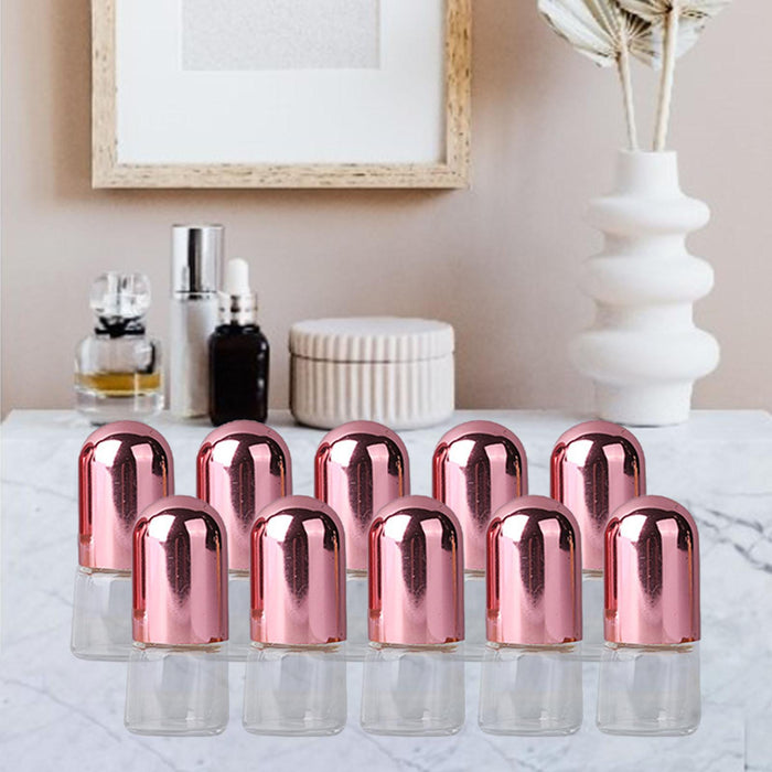 Crofta 10x Essential Oil Roller Bottles Clear Glass Roll On Perfume Bottles Mini 1ml