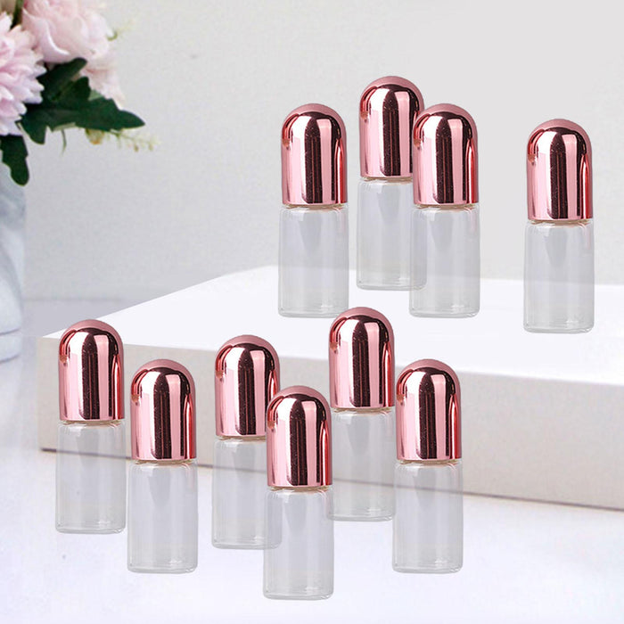 Crofta 10x Essential Oil Roller Bottles Clear Glass Roll On Perfume Bottles Mini 3ml