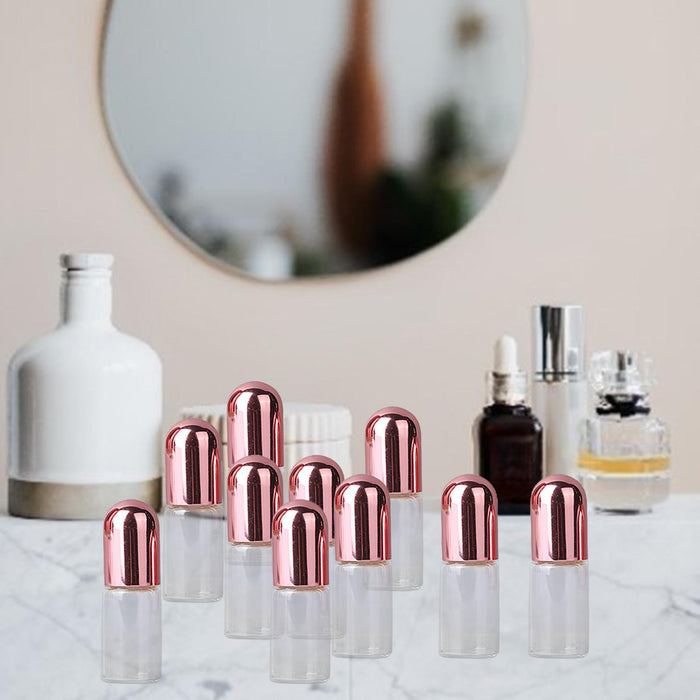 Crofta 10x Essential Oil Roller Bottles Clear Glass Roll On Perfume Bottles Mini 3ml