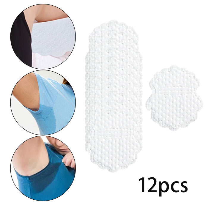 Crofta 12x Underarm Sweat Pads Disposable Armpit Absorb Sweat Pad for Women and Men