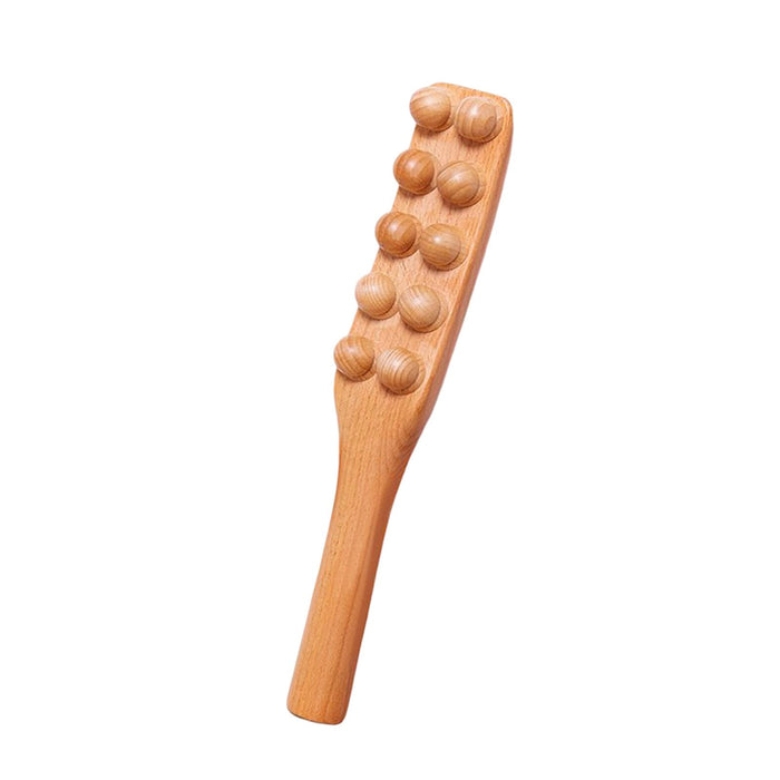 Crofta Wood Massage Stick Anti Cellulite 10 Balls Gua Sha Tool for Neck Shoulder  Style B