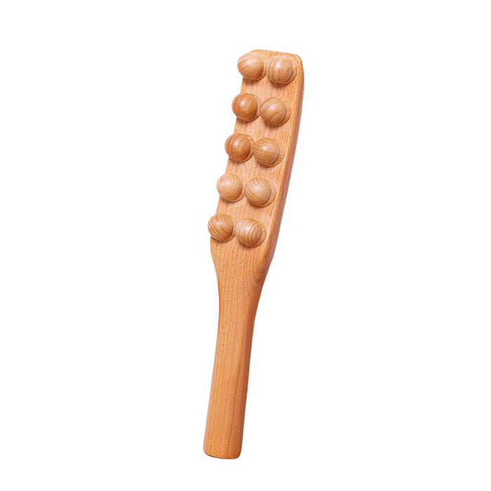 Crofta Wood Massage Stick Anti Cellulite 10 Balls Gua Sha Tool for Neck Shoulder  Style B