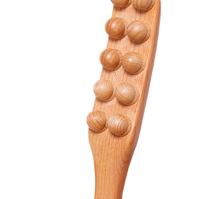 Crofta Wood Massage Stick Anti Cellulite 10 Balls Gua Sha Tool for Neck Shoulder  Style B