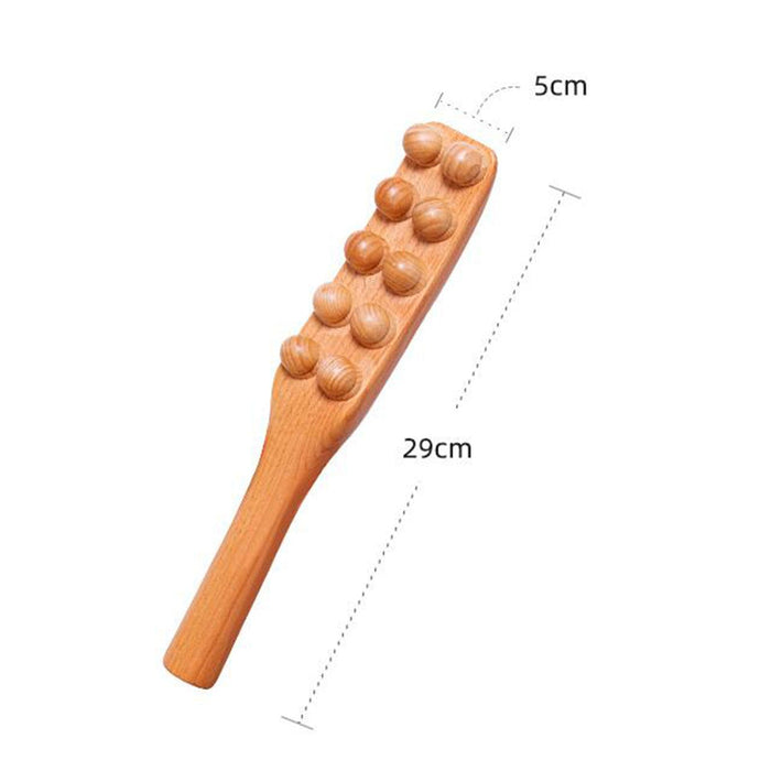 Crofta Wood Massage Stick Anti Cellulite 10 Balls Gua Sha Tool for Neck Shoulder  Style B