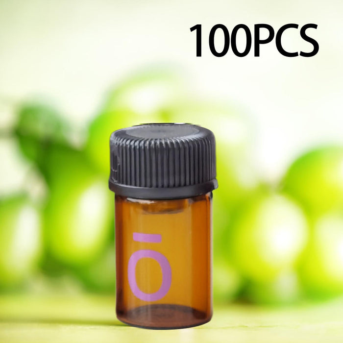 Crofta 100Pcs Essential Oil Bottles with Cap Sample Bottles Travel Mini Glass Vials with Flip Plug