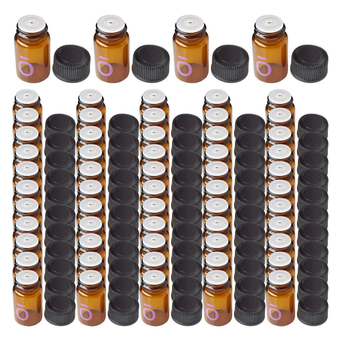 Crofta 100Pcs Essential Oil Bottles with Cap Sample Bottles Travel Mini Glass Vials without Flip Plug