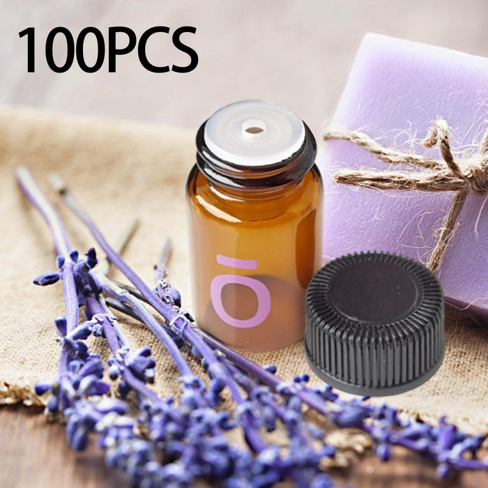 Crofta 100Pcs Essential Oil Bottles with Cap Sample Bottles Travel Mini Glass Vials without Flip Plug