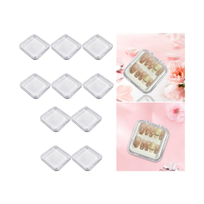 Crofta 10Pcs Press on Nail Storage Boxes Small Nail Packing Box for Nail Salon Home White