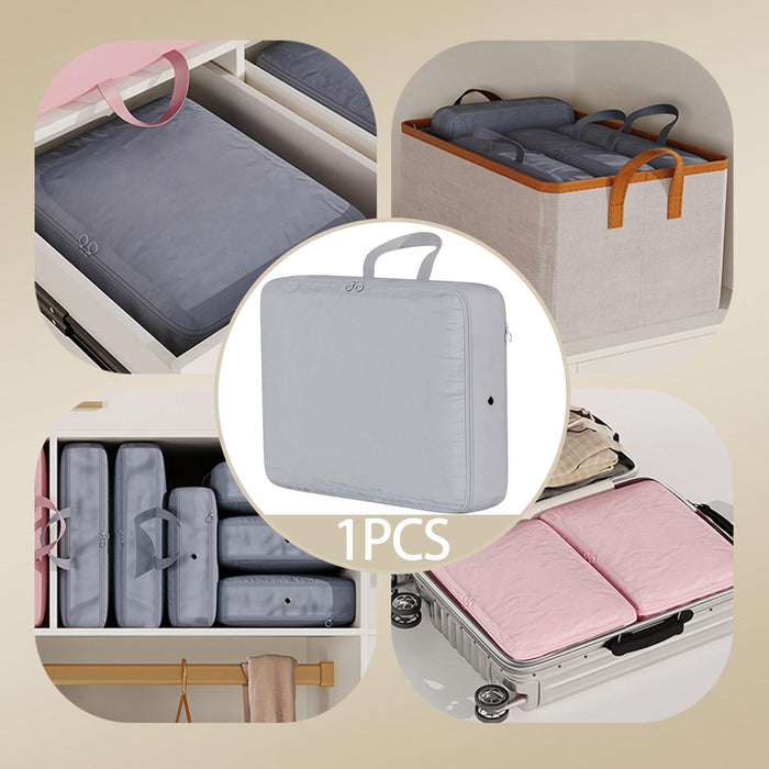 Crofta Compression Packing Cube Packing Organizer Smooth Two Way Zipper Collapsible Grey 40x30x18cm