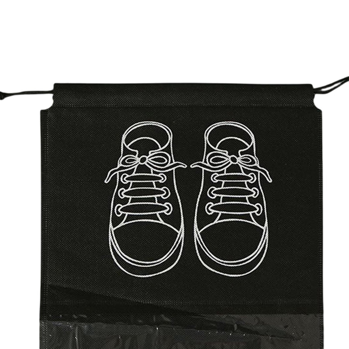 Crofta Travel Shoe Bag Non Woven Drawstring Shoes Storage Bag Convenient Dust Cover Black 32x44cm