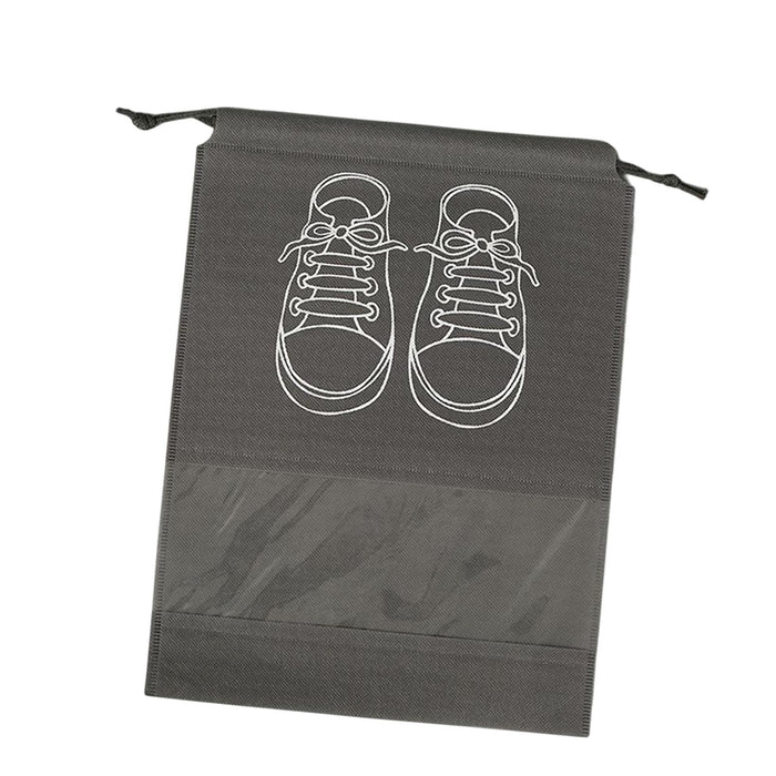 Crofta Travel Shoe Bag Non Woven Drawstring Shoes Storage Bag Convenient Dust Cover Grey 32x44cm