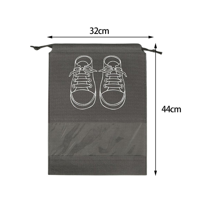 Crofta Travel Shoe Bag Non Woven Drawstring Shoes Storage Bag Convenient Dust Cover Grey 32x44cm