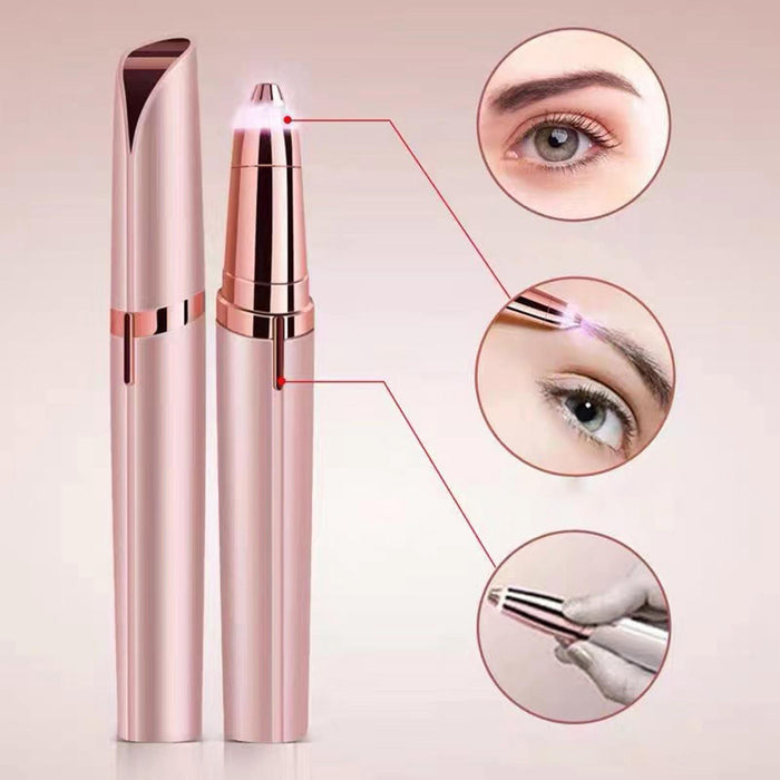 Crofta Women's Electric Eyebrow Trimmer Mini Facial Hair Remover for Lips Body Nose Rose Gold