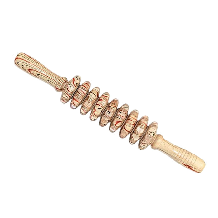 Crofta Wooden Massage Roller Portable Professional 9 Wheels for Body Shoulders Arms