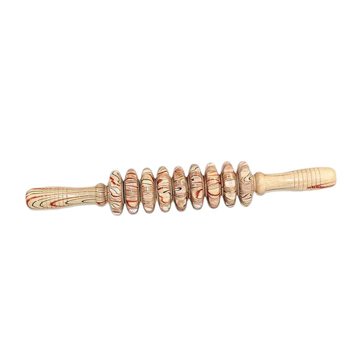 Crofta Wooden Massage Roller Portable Professional 9 Wheels for Body Shoulders Arms