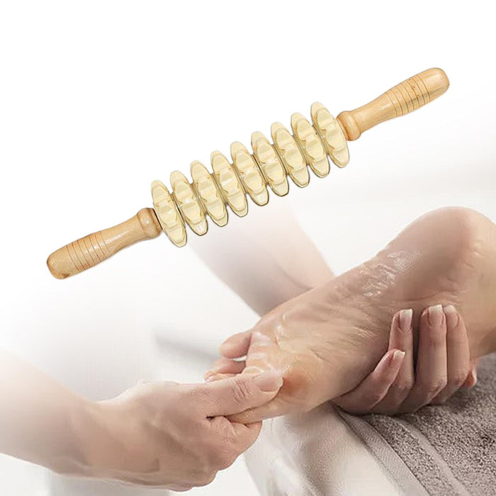 Crofta Wooden Massage Roller Wood Manual Massage Tool for Thigh Abdomen Back 9 Wheels