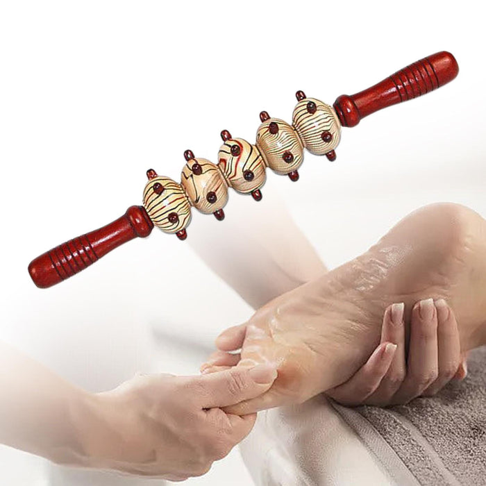 Crofta Wooden Massage Roller Wood Manual Massage Tool for Thigh Abdomen Back 5 Wheel