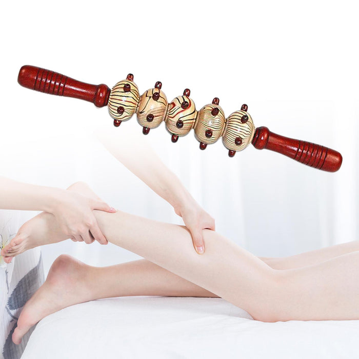 Crofta Wooden Massage Roller Wood Manual Massage Tool for Thigh Abdomen Back 5 Wheel