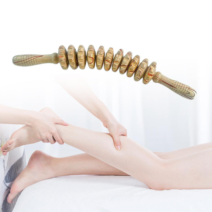 Crofta Wooden Massage Roller Wood Manual Massage Tool for Thigh Abdomen Back 11 Wheels