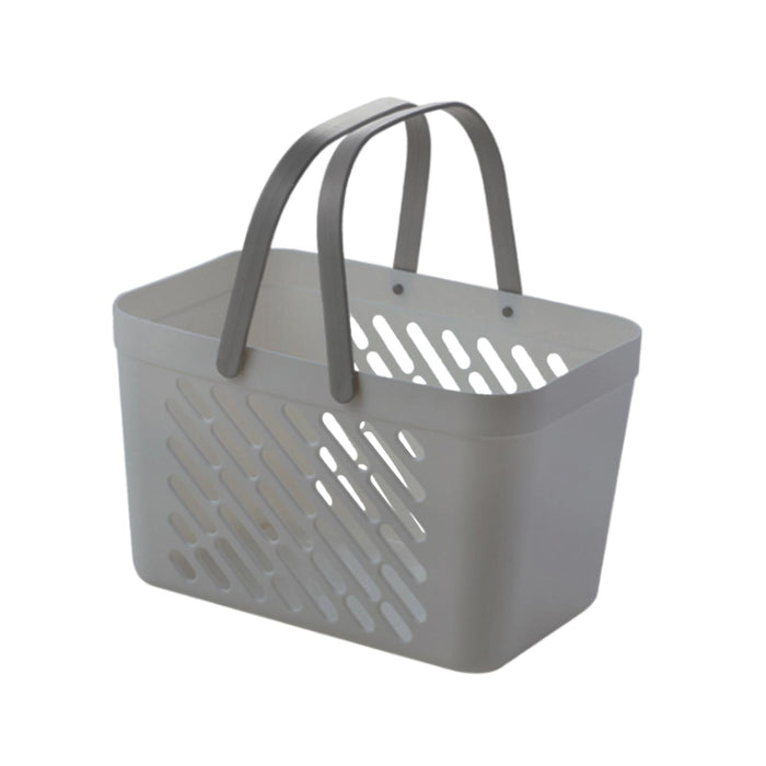 Crofta Bathroom Shower Caddy Basket with Handle Storage Bin Ventilated for Camping Gym Grey