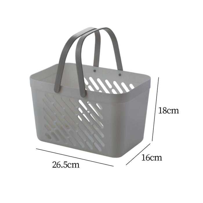 Crofta Bathroom Shower Caddy Basket with Handle Storage Bin Ventilated for Camping Gym Grey