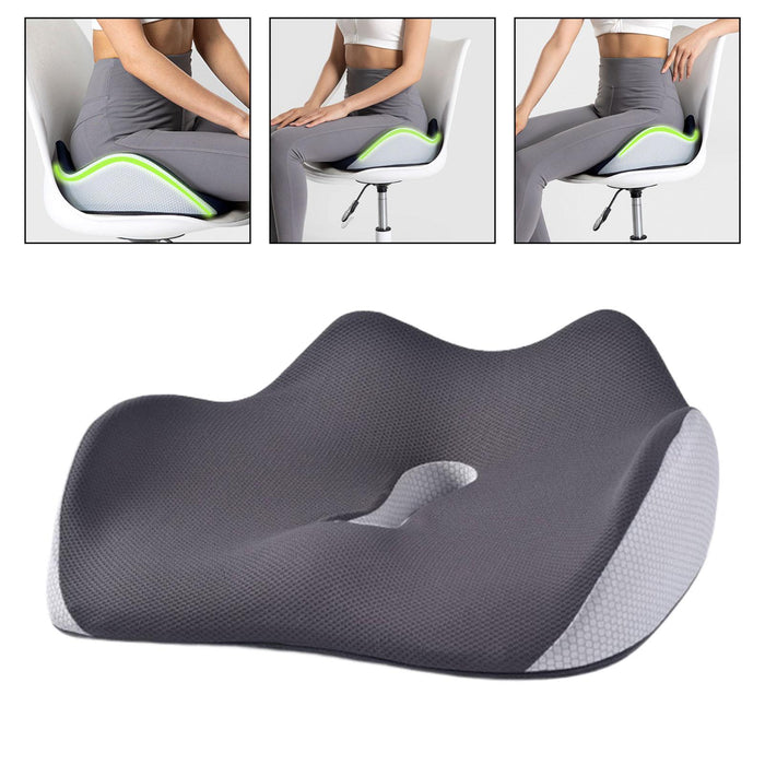 Crofta Memory Foam Seat Cushion Soft Chair Pad for Home Computer Desk Chair Driving Gray