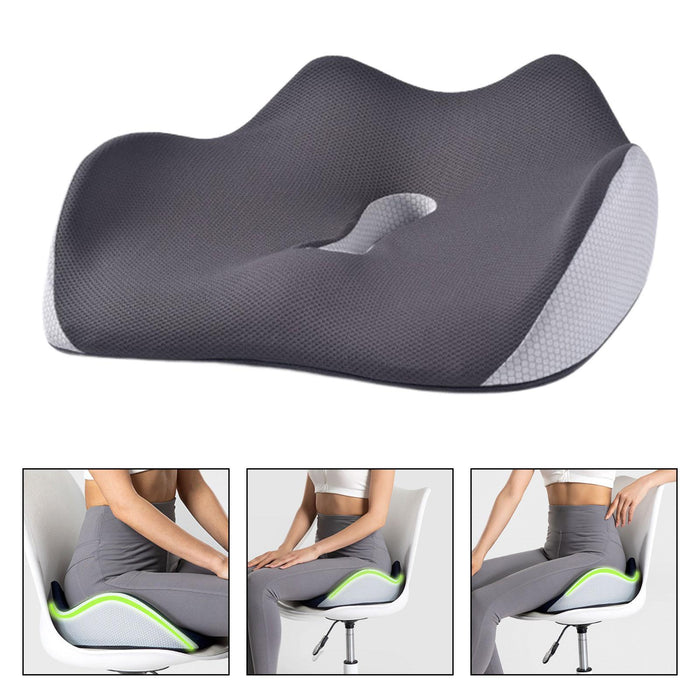 Crofta Memory Foam Seat Cushion Soft Chair Pad for Home Computer Desk Chair Driving Gray