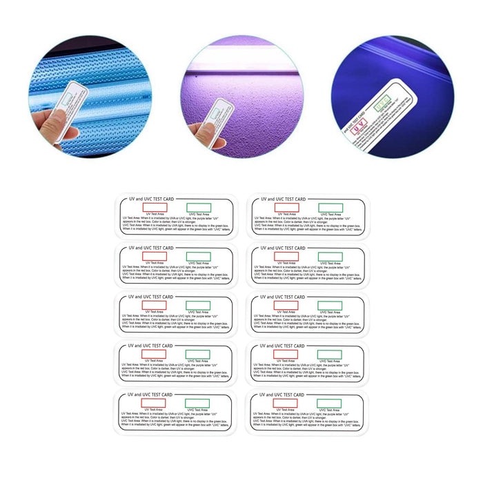 Crofta 10 Pieces UVC Light Test Card PVC Easy to Use 3 in1 UV Dosage Indicator Card