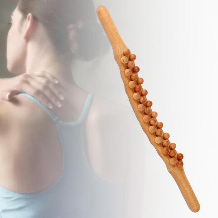 Crofta Wooden Gua Sha Scraping Massage Tool Relaxation Handheld for Waist Back Neck brown 31 beads