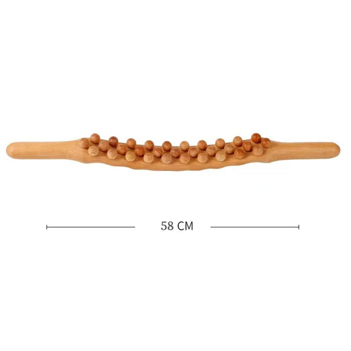 Crofta Wooden Gua Sha Scraping Massage Tool Relaxation Handheld for Waist Back Neck brown 31 beads