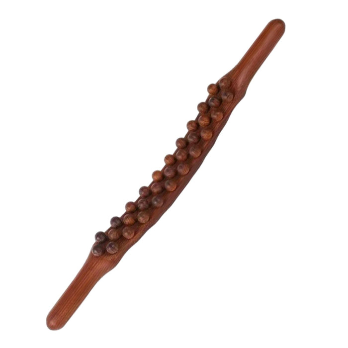 Crofta Wooden Gua Sha Scraping Massage Tool Relaxation Handheld for Waist Back Neck dark brown 31 beads