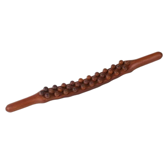 Crofta Wooden Gua Sha Scraping Massage Tool Relaxation Handheld for Waist Back Neck dark brown 31 beads