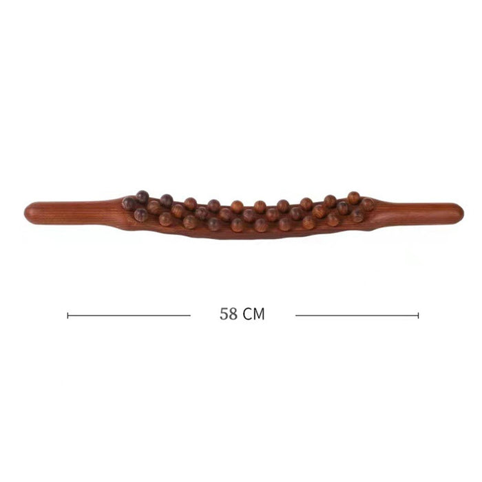 Crofta Wooden Gua Sha Scraping Massage Tool Relaxation Handheld for Waist Back Neck dark brown 31 beads