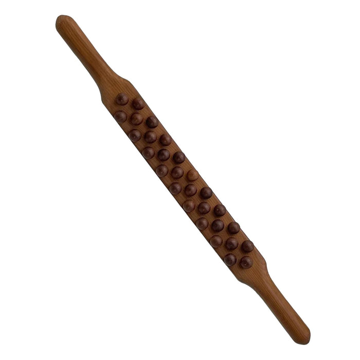 Crofta Wooden Gua Sha Scraping Massage Tool Relaxation Handheld for Waist Back Neck dark brown 28 beads