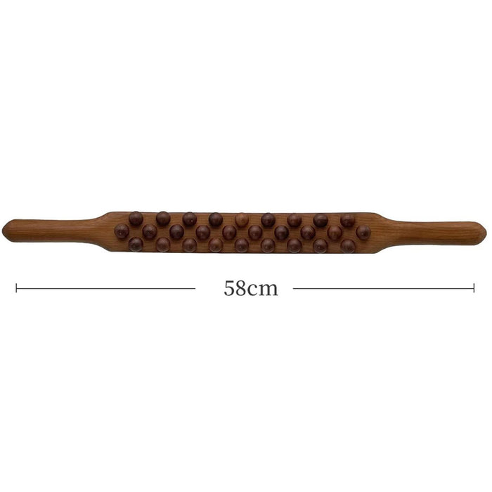 Crofta Wooden Gua Sha Scraping Massage Tool Relaxation Handheld for Waist Back Neck dark brown 28 beads