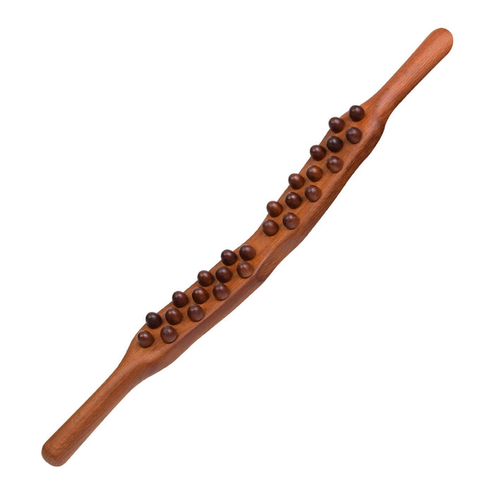 Crofta Wood Massage Roller Stick 26 Beads Point Gua Sha Stick for Abdomen Thigh SPA