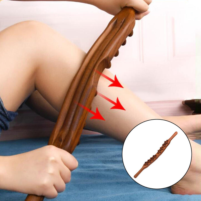 Crofta Wood Massage Roller Stick 26 Beads Point Gua Sha Stick for Abdomen Thigh SPA