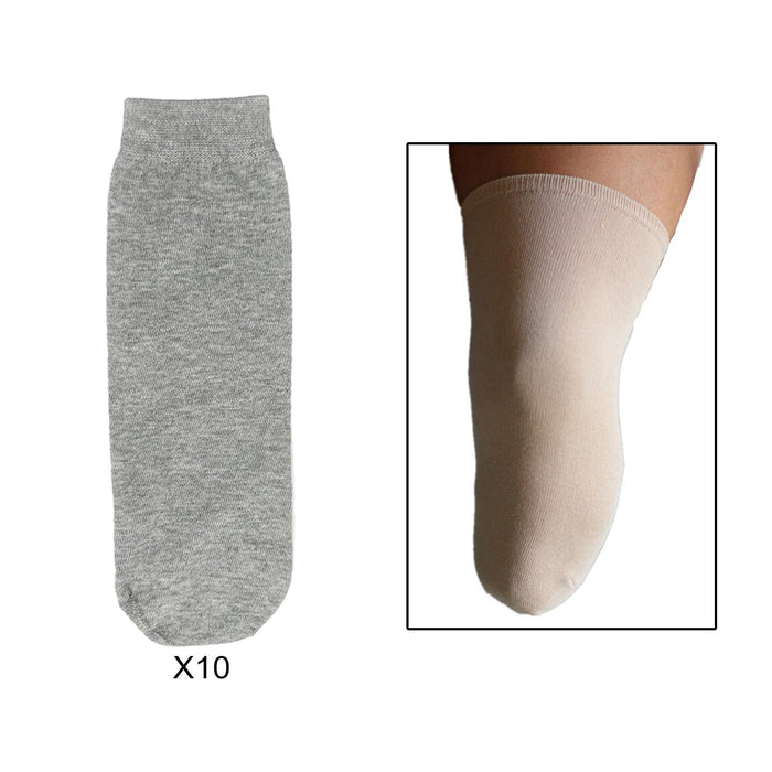 Crofta 10 Pieces Prosthetic Socks Stretch Amputee Care Cotton Stump Socks for Women Length 25cm Gray