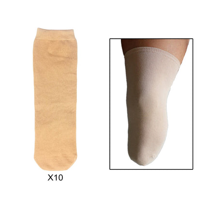 Crofta 10 Pieces Prosthetic Socks Stretch Amputee Care Cotton Stump Socks for Women Length 25cm Skin Color