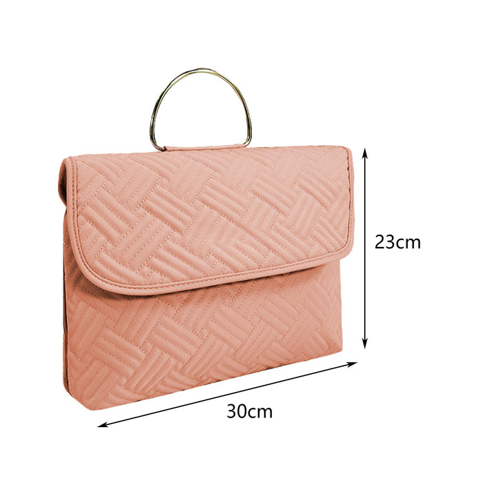 Crofta Waterproof Toiletry Bag Hanging Travel Makeup Bag Cosmetic Bag for Daily Use Pink