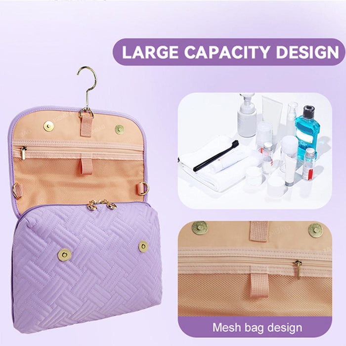 Crofta Waterproof Toiletry Bag Hanging Travel Makeup Bag Cosmetic Bag for Daily Use Purple