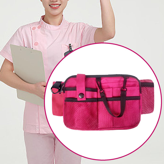 Crofta Nurse Pouch Waist Bag Apron Hip Bag Utility Waist Pack Nurse Tool Belt Pouch Rose Red