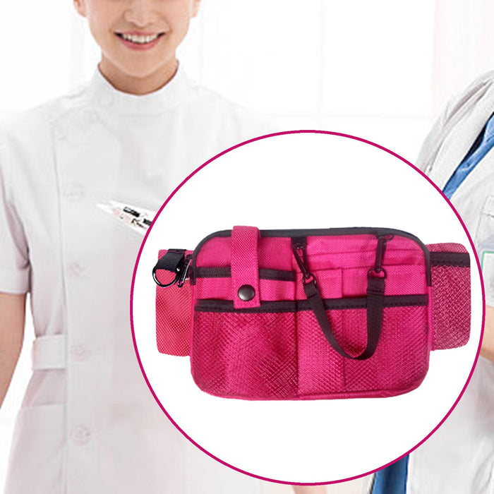 Crofta Nurse Pouch Waist Bag Apron Hip Bag Utility Waist Pack Nurse Tool Belt Pouch Rose Red