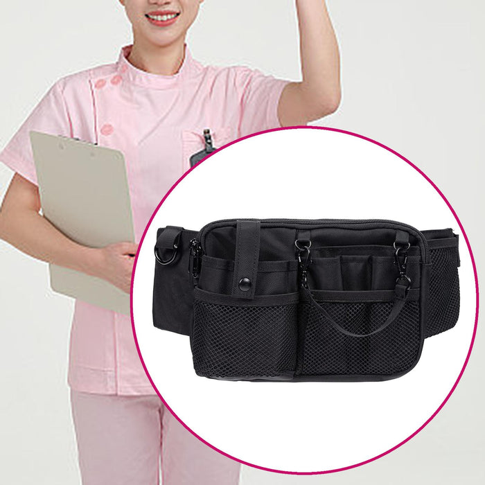 Crofta Nurse Pouch Waist Bag Apron Hip Bag Utility Waist Pack Nurse Tool Belt Pouch Black