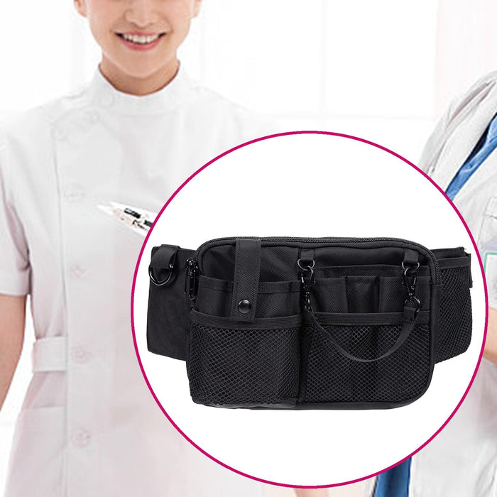 Crofta Nurse Pouch Waist Bag Apron Hip Bag Utility Waist Pack Nurse Tool Belt Pouch Black