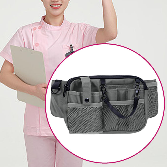 Crofta Nurse Pouch Waist Bag Apron Hip Bag Utility Waist Pack Nurse Tool Belt Pouch Gray