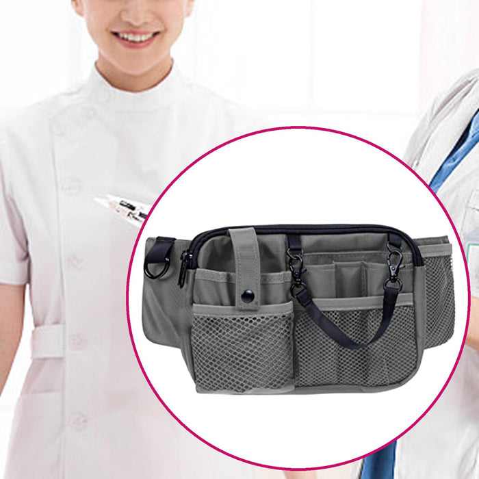 Crofta Nurse Pouch Waist Bag Apron Hip Bag Utility Waist Pack Nurse Tool Belt Pouch Gray